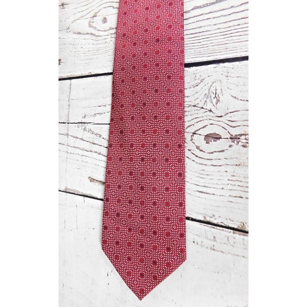 NWOT Bruno Marchesi Silk Print Tie Necktie Red Dot Hand Made 59" x 3.25"